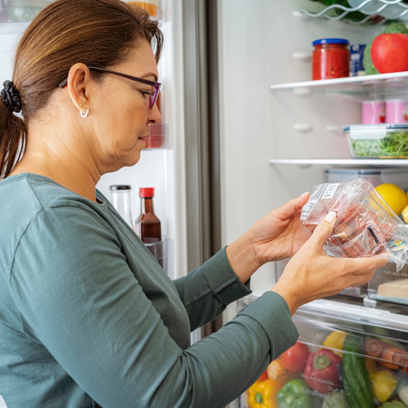 Looking at food label